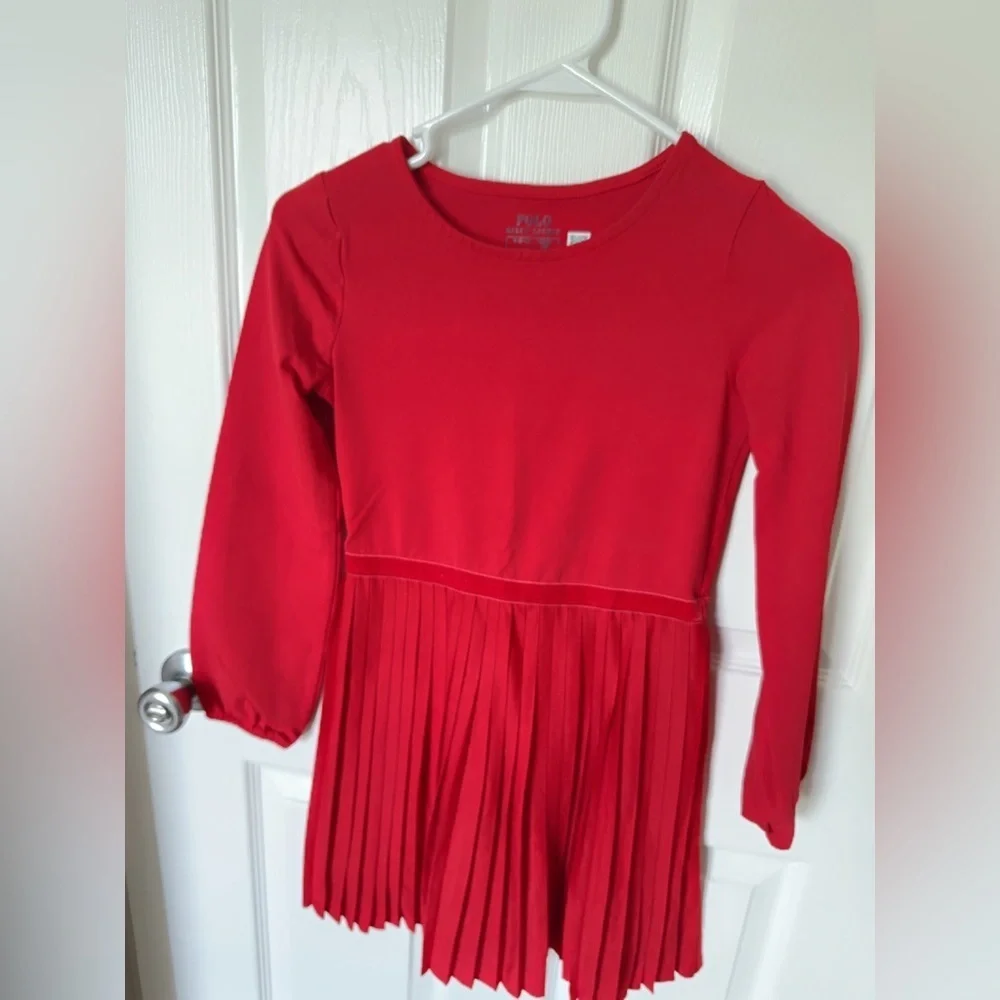 Polo by Ralph Lauren Red A-Line Dress with Bishop Sleeves